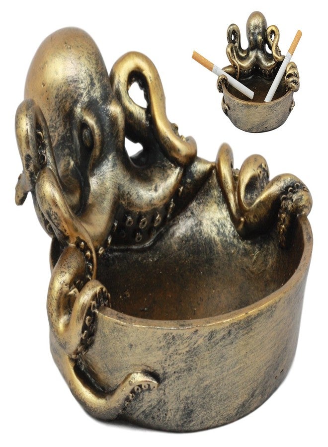Ebros Gift Ebros Marine Sea Monster Kraken Giant Octopus Grasping Basin Ashtray Figurine 5.5"Wide Nautical Ocean Terror Myth Decorative Statue For Cigarettes Coins Knick Knacks Squids Cephalopod Sculpture - Image 1